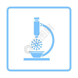 根据显微镜图标研究科罗纳蓝框架设计矢量说明图片
