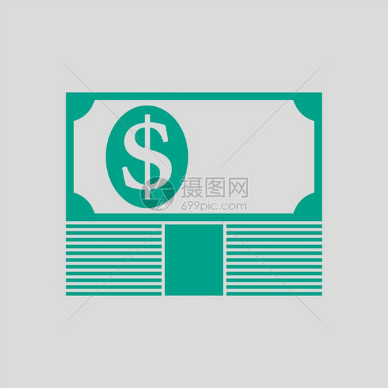 银行注钱堆之顶图标灰色背景上的绿矢量说明图片