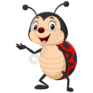 卡通可爱挥手的甲虫插画