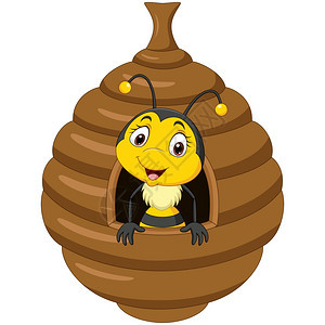 卡通可爱的小蜜蜂在巢里图片