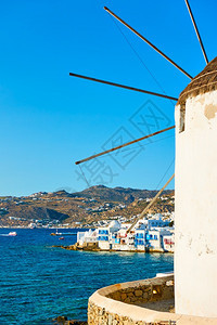希腊面貌Mykonos岛边水和图片