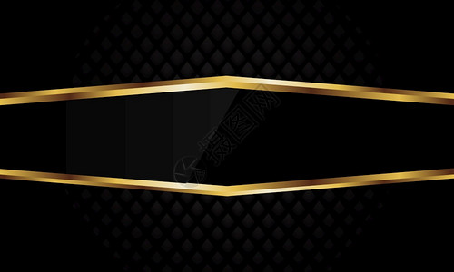 抽象金线六角黑旗在暗钻石型式设计上闪发光现代奢侈品未来背景矢量说明图片