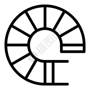 矢量标用于在白色背景上隔离的网络设计顶视图圆形楼梯标大纲样式插画