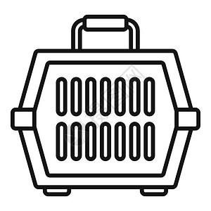 大纲图标用于孤立在白色背景上的网络设计狗旅行笼子图标大纲样式插画