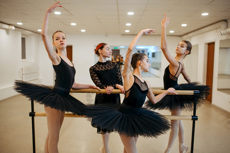学员们在课堂上练习芭蕾舞蹈高清图片