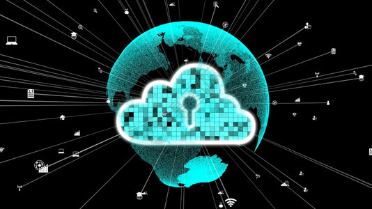 未来创新所需的云计算和数据存储技术计算机与3D中显示的云数据传输互联网服务器相连接从而形成未来的图界面图片