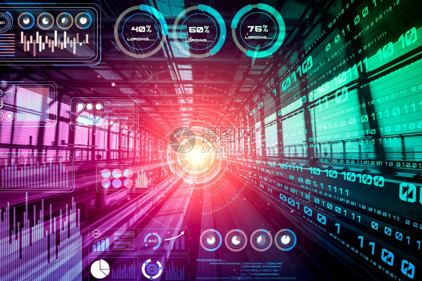 数据分析概念具有高速移动数字传输背景显示快速大数据处理开发分析概念图片