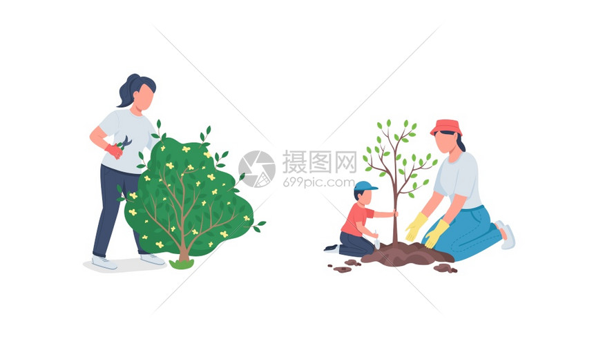 在植树的母子俩图片