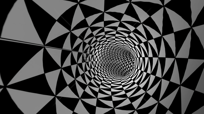 3d黑色和白三角地道旋转黑白三角图