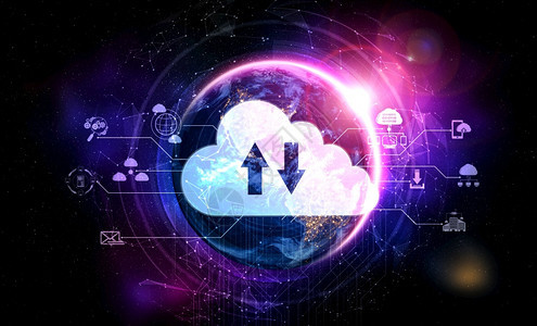 云计算技术和创新观念中的云计算技术和在线数据存储云服务器数据存储用于全球商业网络概念云数据传输的互联网服务器连接云计算技术和创新背景图片