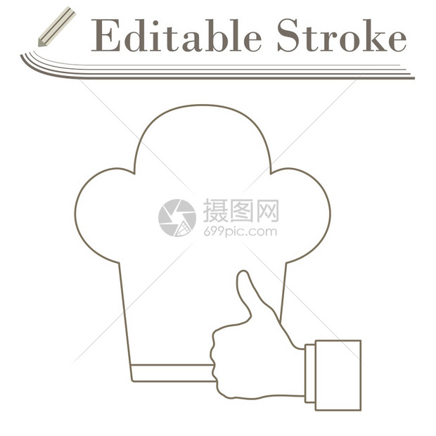 缩略图到主厨标可编辑的Stroke简单设计矢量说明图片