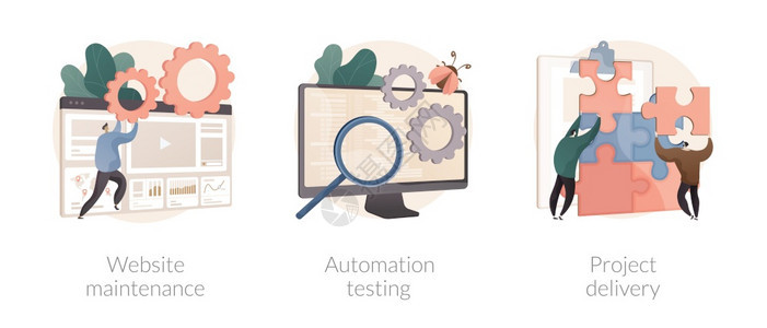 网站维护自动化测试项目交付时间和预算安全分析和更新抽象隐喻网络开发和支持抽象概念矢量说明图片
