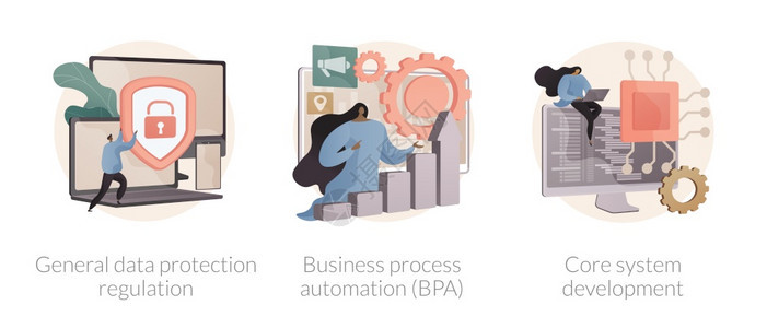 数字转换抽象概念矢量说明集一般数据保护条例业务流程自动化系统软件开发数据收集抽象隐喻数字转换抽象概念矢量说明集图片