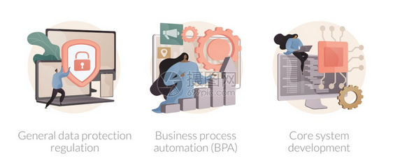 数字转换抽象概念矢量说明集一般数据保护条例业务流程自动化系统软件开发数据收集抽象隐喻数字转换抽象概念矢量说明集图片