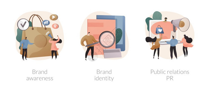 品牌意识身份设计公关战略名片标志模板与目受众的沟通指标抽象比喻品牌管理抽象概念矢量说明背景图片