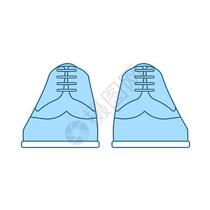 商业鞋图标薄线有蓝色填充设计矢量说明图片