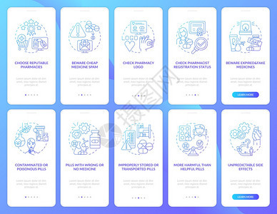 药剂师注册状态通过10步图形指示配有RGB颜色插图的UI矢量模板配有概念的在线药剂师登上移动应用程序页面屏幕图片