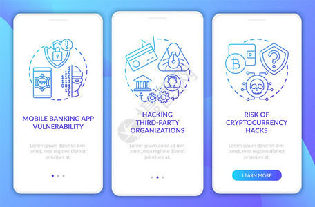 银行网络安全通过三步图示指带有RGB颜色插图的UI矢量模板图片