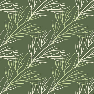 Botanic无缝涂鸦图案印有浅树枝的圆形纸绿色橄榄背景适合于织物设计纺品包装封面矢量图解植物无缝涂鸦图案纸绿色橄榄背景图片