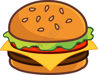 五谷杂粮含红米含生菜托马和奶酪的卡通汉堡插画