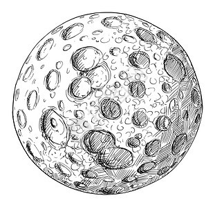手绘月球卡通矢量插画图片