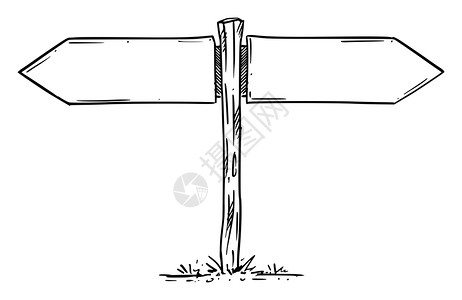 空木制道路交通箭头符号选择左方向或右手绘和插图空木制方向符号左箭头和右手画说明图片