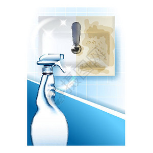清洁卫生间卫生间广告海报上的白喷雾瓶新鲜消毒模板现实3d说明清洁卫生间图片