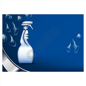 窗口清洁喷雾广告海报矢量Blank塑料喷雾瓶用于清洁液体玻璃剂的空软件包容器概念模板3d说明窗口清洁喷雾广告矢量图片