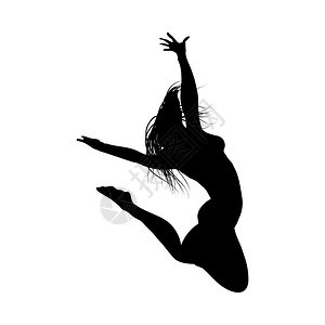 跳女孩侧影光滑和清洁的黑色设计矢量说明舞蹈和运动组图片