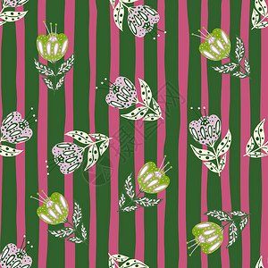 手画抽象的植物无缝图案含有绿色彩的鲜花元素粉红色背景设计用于织物纺品印刷包装封面矢量图解手画抽象植物无缝图案含有绿色彩的鲜花元素图片