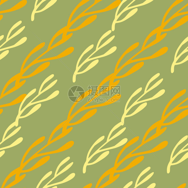 装饰无缝图案带有橙色树枝环绕图案paletones植物艺术作品用于布料设计纺织品印刷包装封面矢量图案薄色插画图片下载 正版图片 摄图网