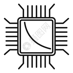 上的网络设计纳米技术微芯片矢量图标纳米技术微芯片图标大纲样式插画
