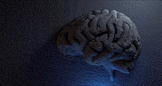 人工智能概念3D插图大脑由区块构成图片
