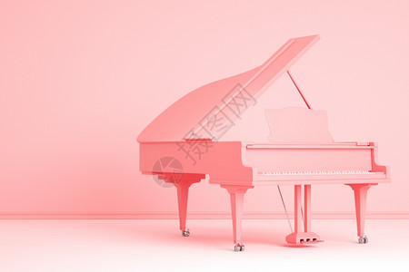 粉红房间的大钢琴3D插图图片