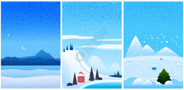 冬季风景矢量插画图片