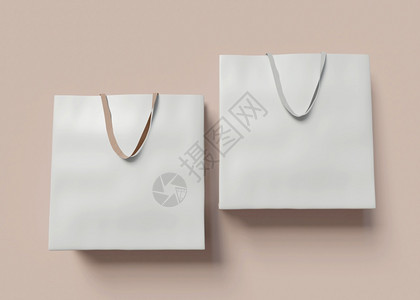 3D说明孤立背景的白色购物袋包装概念图片