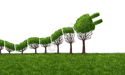 绿色电力和清洁的可再生态能源用植物和树叶作为替代天然燃料的塞子加上3D插图元素以拯救环境图片
