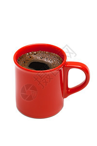 白色背景的咖啡红杯背景图片