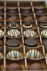 礼盒里有美味的巧克力糖果背景图片