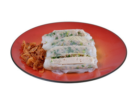 最喜欢的越南菜越南米粉卷配猪肉片越南香肠和蔬菜配炸洋葱图片