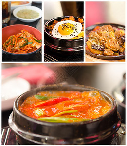 韩国料理照片拼贴泡菜chigaejimdakbibimbap泡菜图片