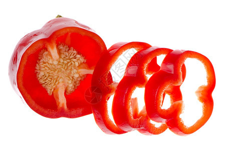 白色背景的红辣椒关闭隔离的白色背景图片