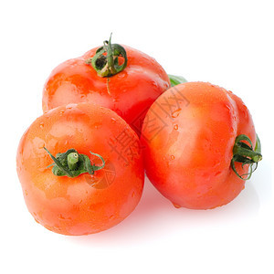 红熟番茄藤孤立在白色背景上图片