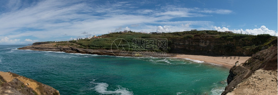 科克斯海滩在葡萄牙大西洋海岸滩和艾瑞克拉的岩石图片