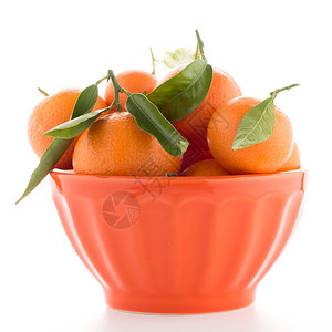 陶瓷橙色碗的坦格瑞因白底孤立图片