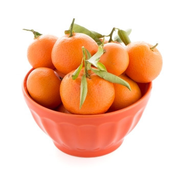 陶瓷橙色碗的坦格瑞因白底孤立图片