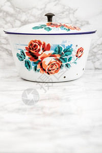 白大理石背景花朵设计空白的古色enamel酱盆背景图片