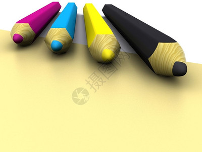 CMYK铅笔和字母3D图片