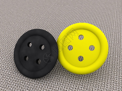 黑色和黄按钮3d图片