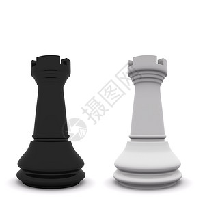 白3D象棋上孤立的黑白棋子图片